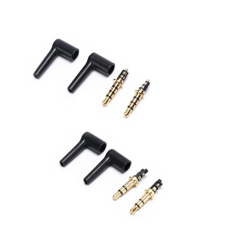 2pcs/lot 90 Degrees 3.5mm Stereo Headset Plug Jack 3 4 Pole 3.5 Gold Plated Black Audio Plugs Jack Adaptor Connector
