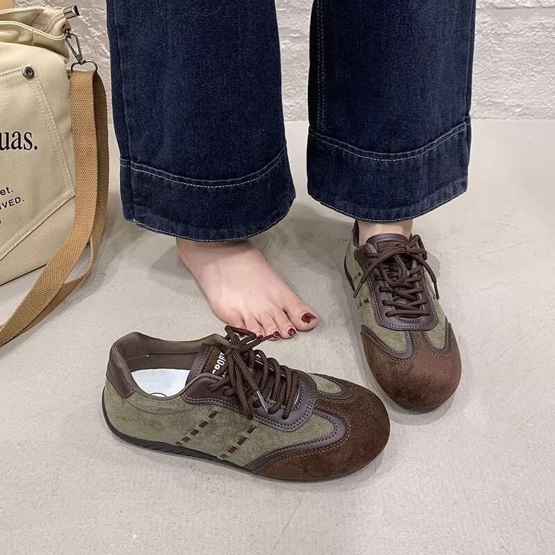 Soft Leather Retro Red German Training Shoes Women's 2026 Spring New Versatile Casual Flat Baseplate Shoes Forrest Gump Sports Shoes