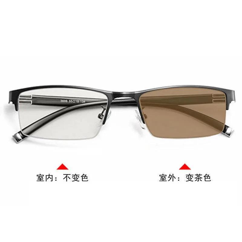 Multifunctional Pochromic Myopia Glasses Women Men's Half Frame Business Style Eyewear Male Vintage Retro Minus Eyeglasses