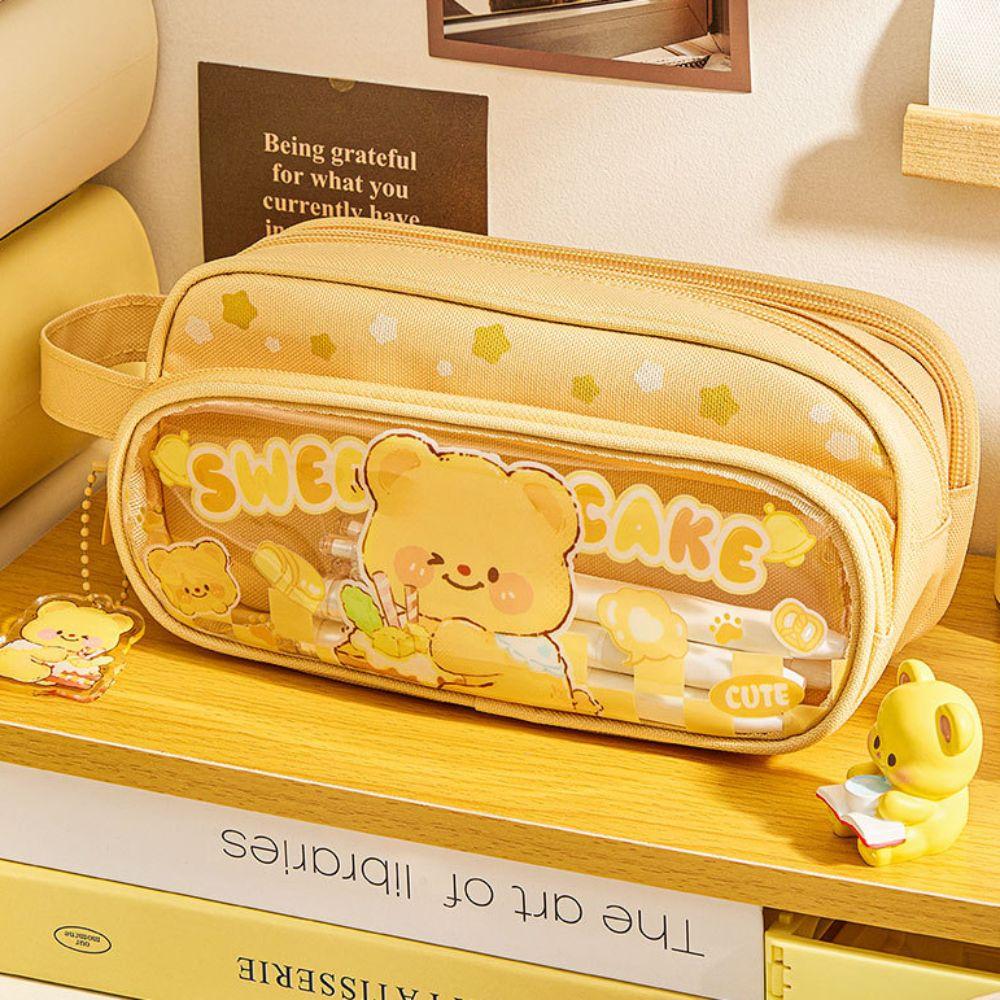 Large Capacity Candy Colored Pencil Bag Dopamine Pencil Case Stationery Storage Bag  Students