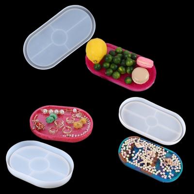Diy Crystal Drip Molds Oval Table Setting Tray Coasters Silicone Mold Resin Making Mirror Tray Molds