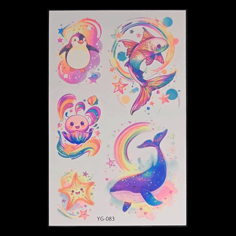 's New Fluorescent Butterfly Tattoo Sticker Music Festival KTV Concert Party Disposable Waterproof