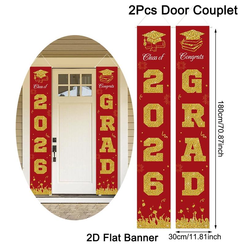 1pair Class of 2026 Graduation Banners Graduate Party Decorations Couplets Porch Signs Indoor Outdoor Banners Party Supplies
