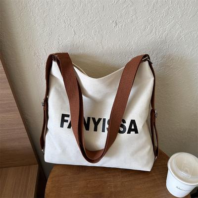 Letter Printed Large Capacity Canvas 2025 Autumn Fashion Pendant Casual Shoulder Messenger Tote Bag