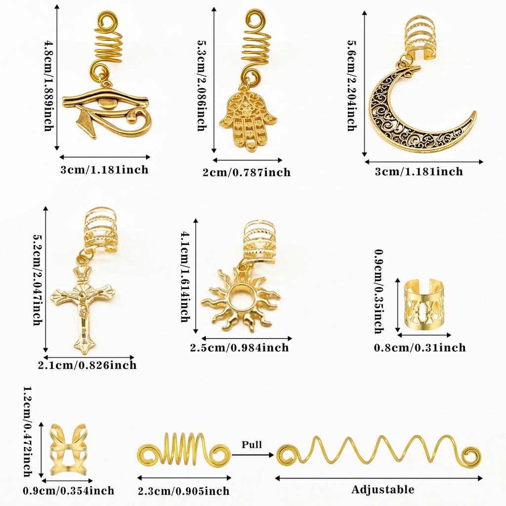 Wigs, Dirty Braids, Hair Extensions, 37pcs, DIY, Alloy Metal Accessories, Sun, Cross, Moon Pendant