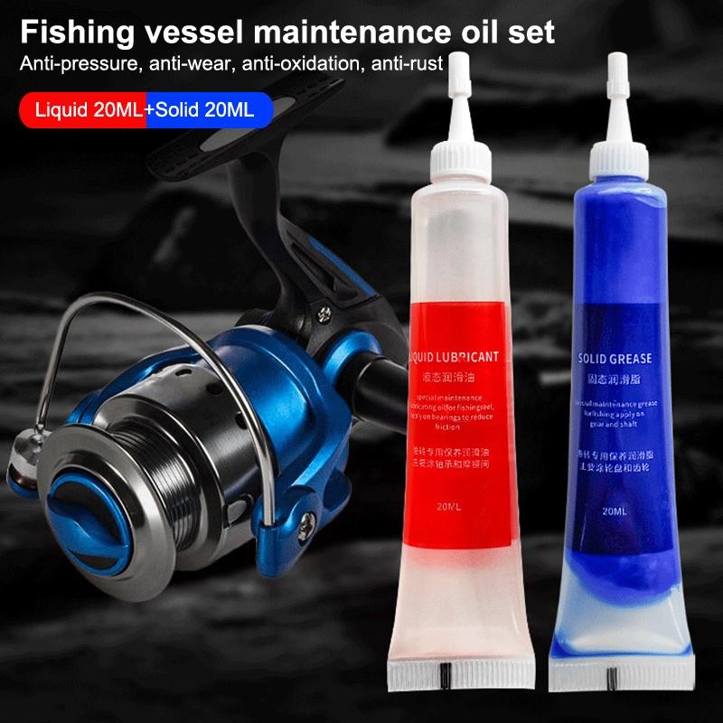 Protective Grease (20Ml) + Lubricant Oil For Fishing Reel Bearing Maintenance Oil Fishing Tool (20Ml X 2 Pcs)
