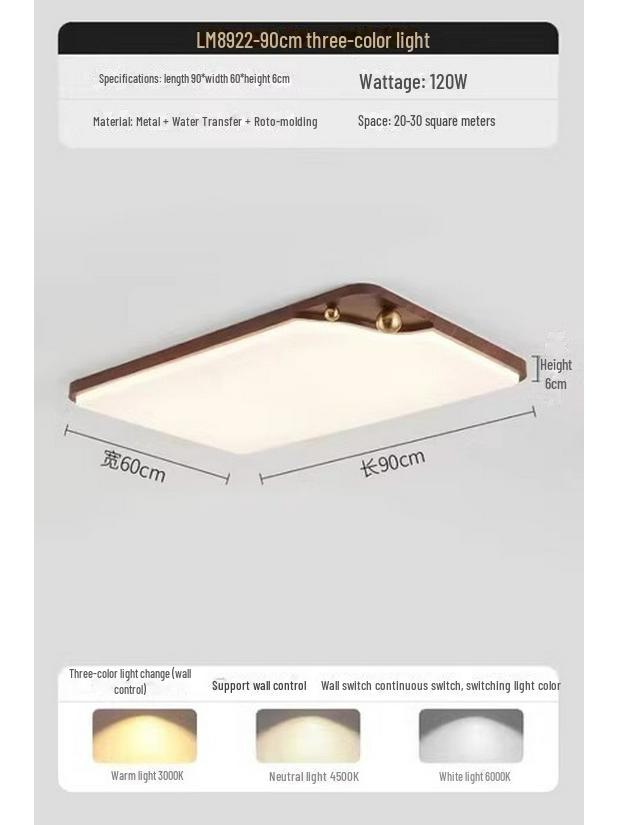 American Retro Walnut Ceiling Lamp: 2024 New Medieval Style for Living Room or Bedroom