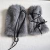 Women's Winter Faux Furs Leg Warmers with Adjustable Crisscross Ties for Textured Cold-Weather Layering and Boot-Top Looks