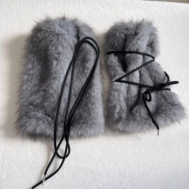 Women's Winter Faux Furs Leg Warmers with Adjustable Crisscross Ties for Textured Cold-Weather Layering and Boot-Top Looks