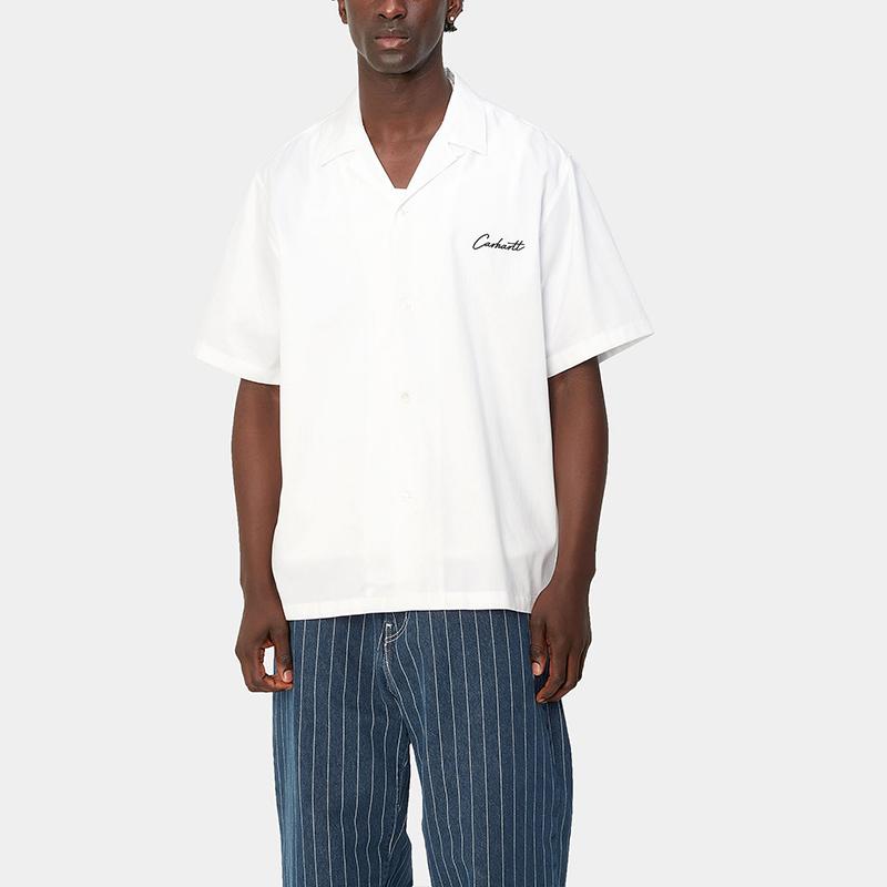 Carhartt WIP SS24 S/S Delray Shirt Loose Logo Embroidered Short Sleeve Shirt Unisex shirts White I031465-00A-XX