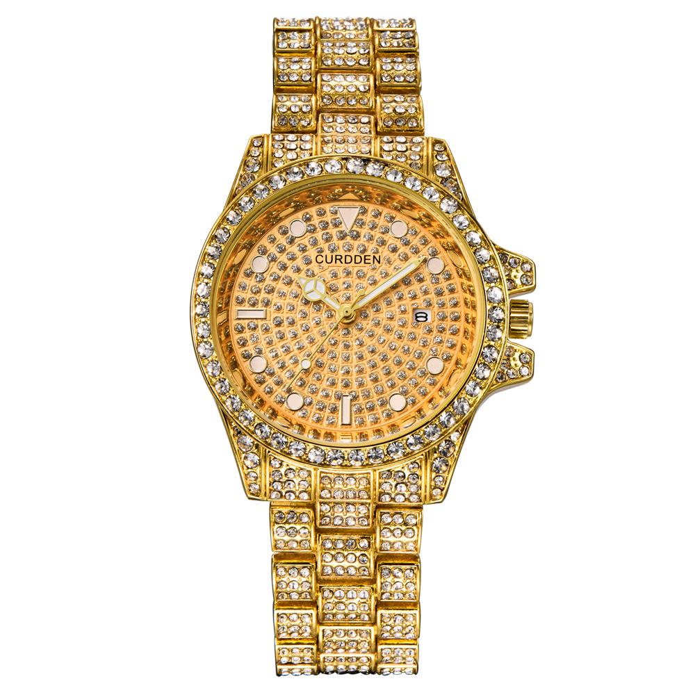 

Men s Luxury Diamond Watch with Stainless Steel Band золотий