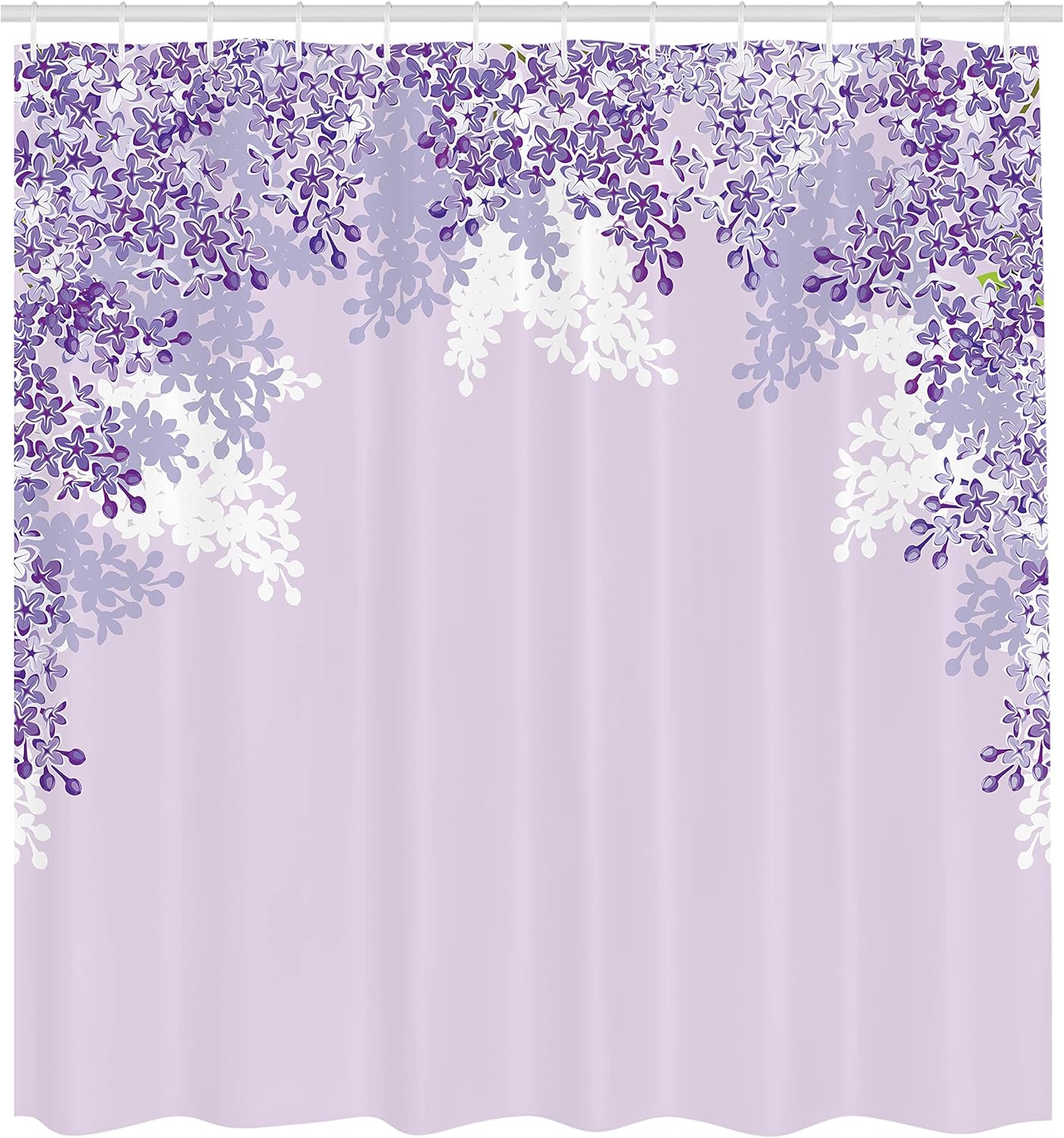 

Flower Shower Curtain, Framing Lilac Flowers In Blossom Vernal Season Soothing Color Shades Artwork, Cloth Fabric Bath W60H190(CM)-1 Pcs