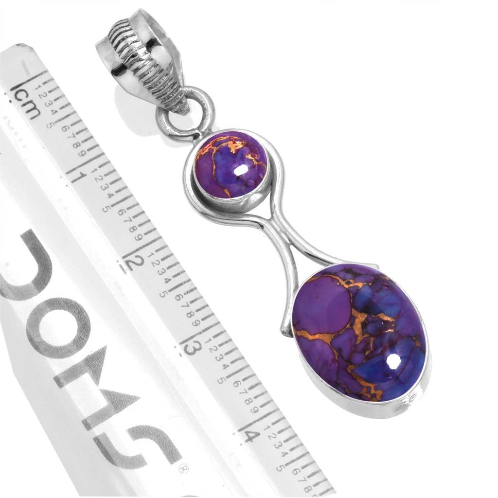 925 Sterling Silver Pendant Women Gemstone Handmade Jewelry Halloween Gift Blue Green Purple Copper Turquoise Pearl Lapis Mother Of Pearl Victorian