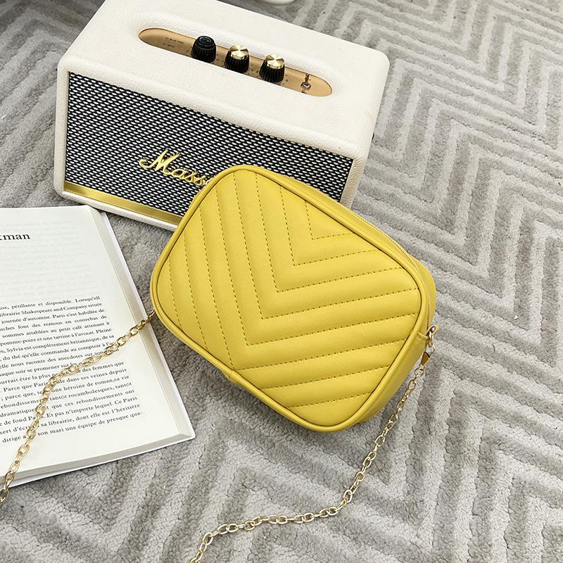 Small bag chain shoulder crossbody camera bag striped change mobile phone women's bag