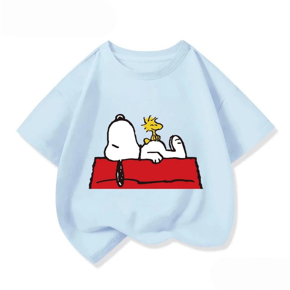 Boys Girls Short Sleeve T Shirt Lovely Snoopy Cartoon Crew Neck Casual Summer Street Fashion Tops For 3 14 Age