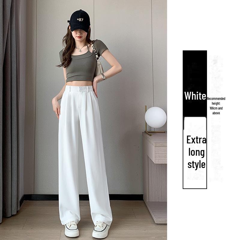 

Женские летние брюки из драпированного костюма высшего качества — новые, большого размера, с высокой талией, повседневные, узкие, с широкими штанинами Large