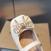 Bow girls leather shoes 2025 spring and autumn new princess shoes little girl rhinestone single shoes soft sole non-slip beanie shoes
