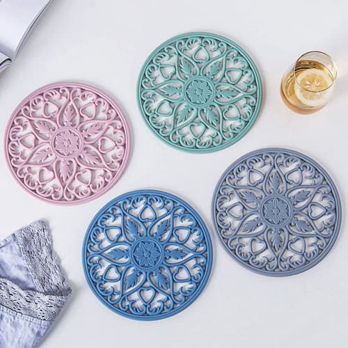 YOUTALLY Silicone Insulating Pad for Pots and Trivets, Heat-Resistant, Non-Slip, Waterproof, Thick Oven Mat, Flexible and Insulating Cup Mat, 20cm Dia