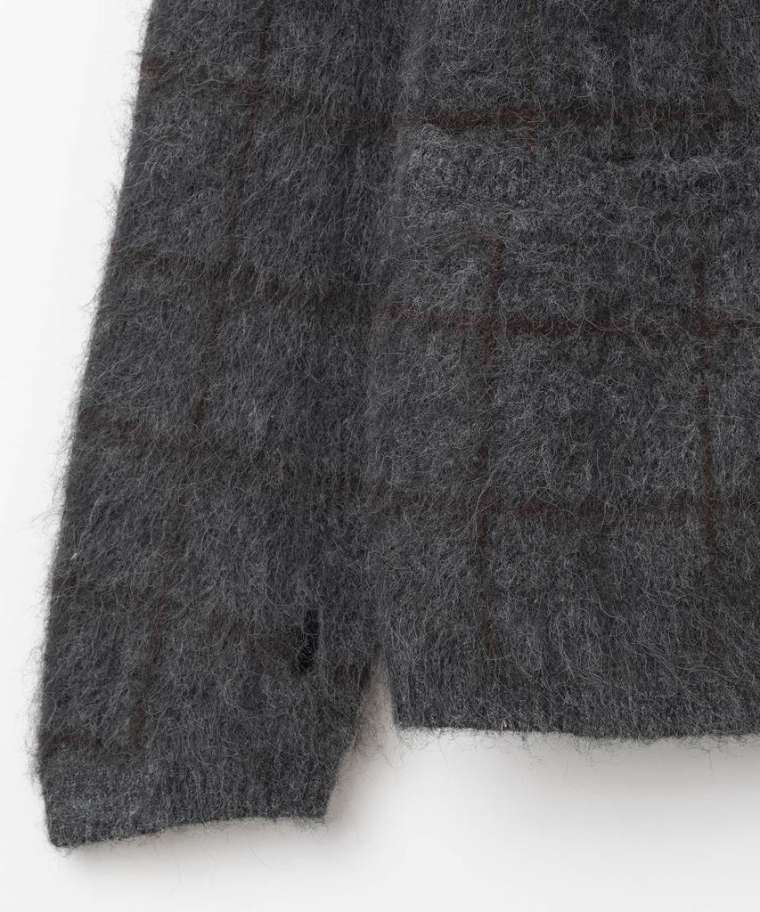 MILLO ARCHIVE Plaid Knit Zip-Up Hoodie [Charcoal]