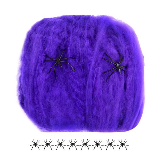 

Разноцветная Хэллоуинская Паутина Эластичная Хлопковая Паутина Эластичный Страшный Реквизит для Сцены Вечеринки на Хэллоуин, Сочельник 10 pcs фиолетовый