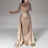 Sequin Sheer Mesh Long Sleeve Maxi Dress for Women Flowy Glitter A-line Long Dress Formal Cocktail Evening Gown