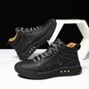 New Large Size Men's Shoes Leather Boots Men's Fashion Stitching Shoes Flat-soled Lace-up Martin Boots Outdoor High-top Shoes