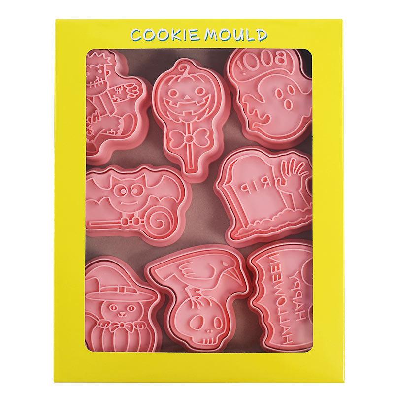 8Pcs/set Halloween Cookie Cutters Pumpkin Ghost Witch Biscuit Mold Cookie Stamps Baking Mold DIY Kitchen Baking Tools