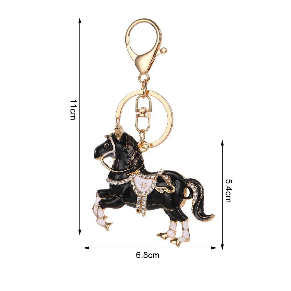 Exquisite Crystal Horse Keychain Rhinestone Studded Pony Keyring Horse Shape Charm For Women