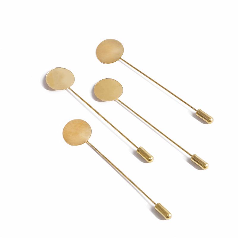 10 Pcs DIY Long Monogram Brooch Plated Alloy Copper Long Brooch Pin Base Lapel Dress AVE