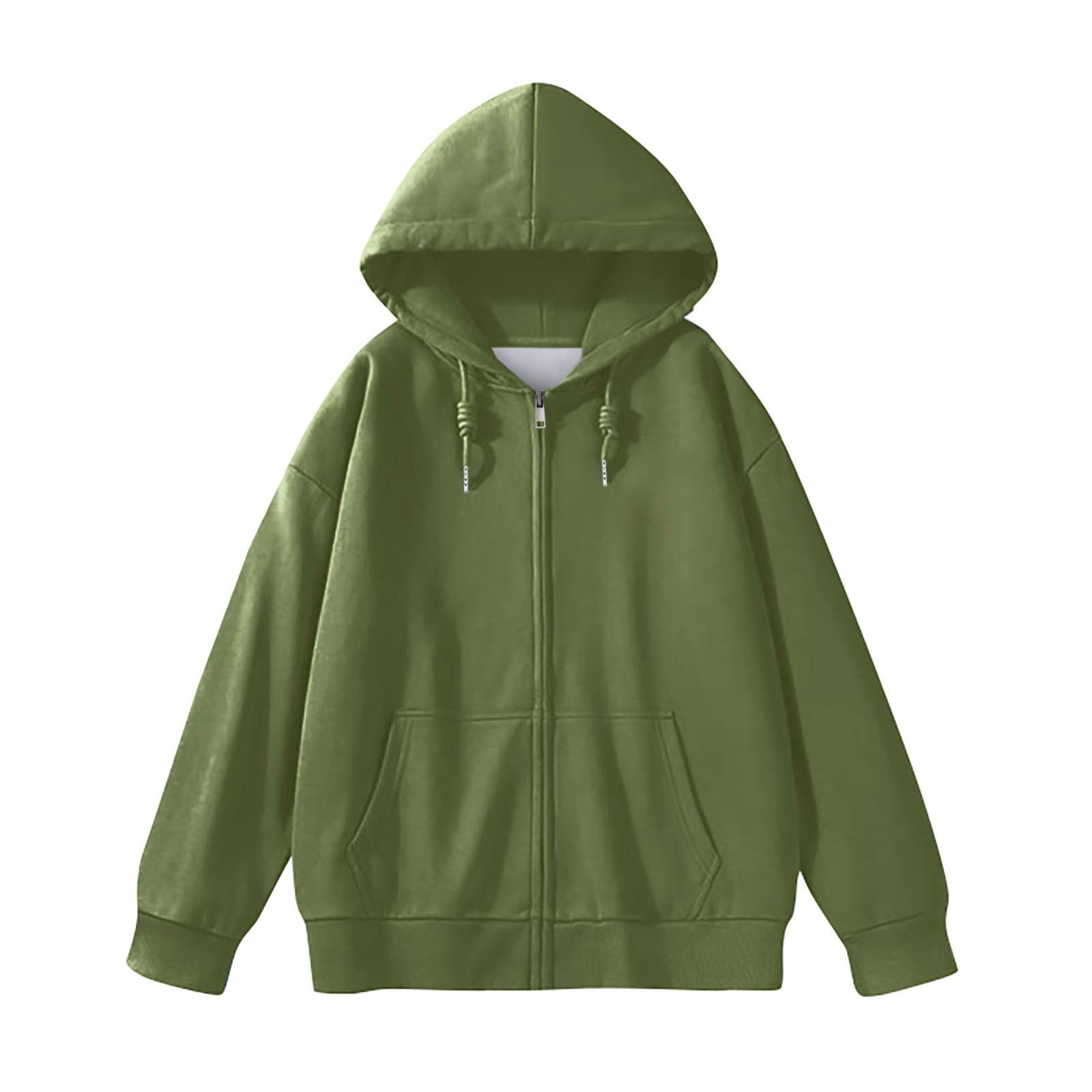 Женская мода сплошной цвет карман с длинным рукавом свободная куртка с капюшоном пальто — фото 8