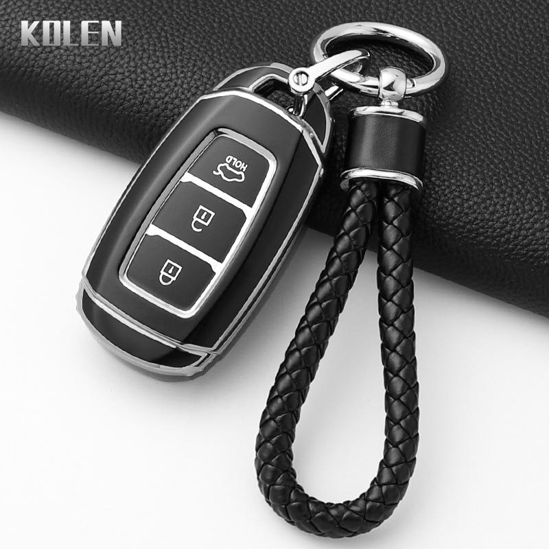 Fashion Tpu Car Key Case Cover For Hyundai Elantra Grandeur Accent Solaris Sonata Palisade Kona Creta I20 I30 Ix35 Ix25 Keychain