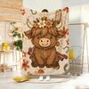 Cute Cartoon Highland Cow Throw Lightweight 240g Flannel Blanket Soft Skin-friendly for Summer Cooling