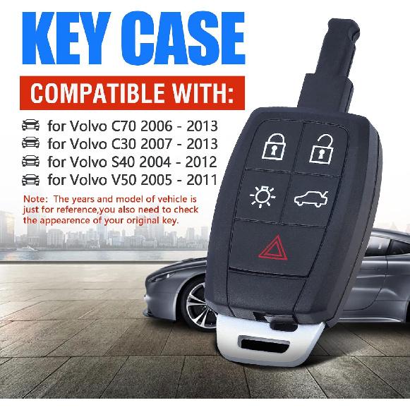 Sleutelloze Toegang Sleutelbehuizing Vervanging voor Volvo C70 C30 S40 V50 5 Knoppen KR55WK49259, Alleen een Sleutelbehuizing