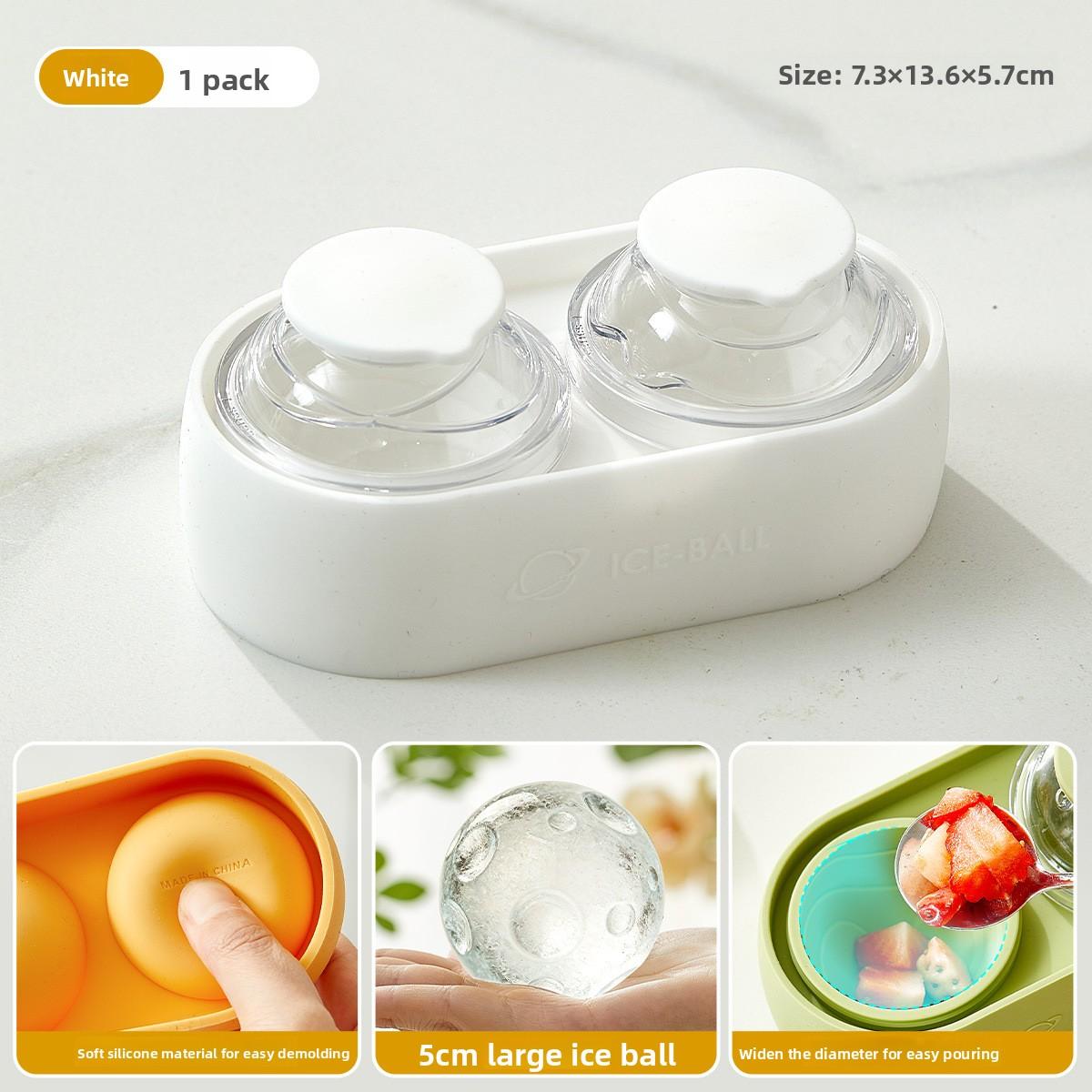 

Large Ice Ball Mold, Round-shaped Frozen Ice Cubes, Refrigerator Ice Maker, Ice Storage Box, All-in-one Gadget, Silicone Ice Tray, Grinding Tool белый