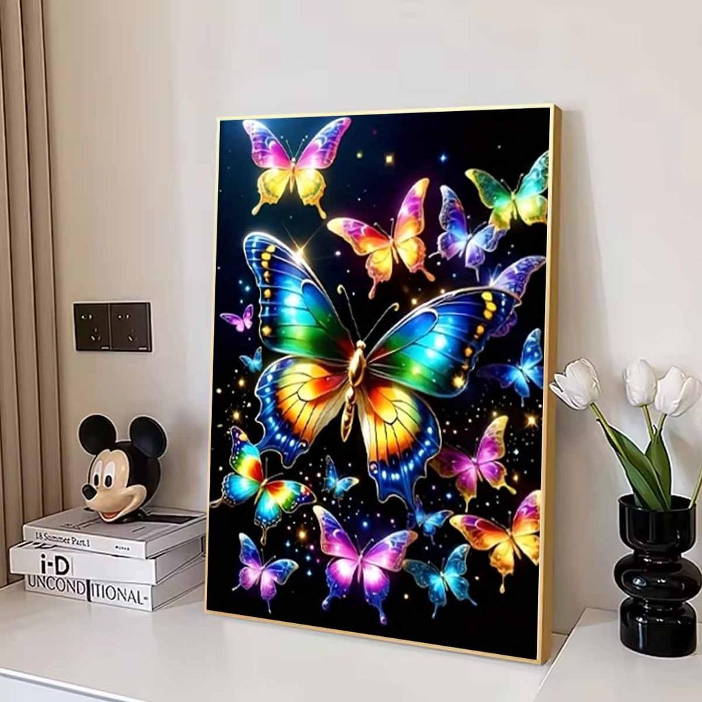 5D Diamond Painting Butterfly Art Kit DIY Colorful Round Gem Cross Stitch Decoration Home Wall Mural Ornaments