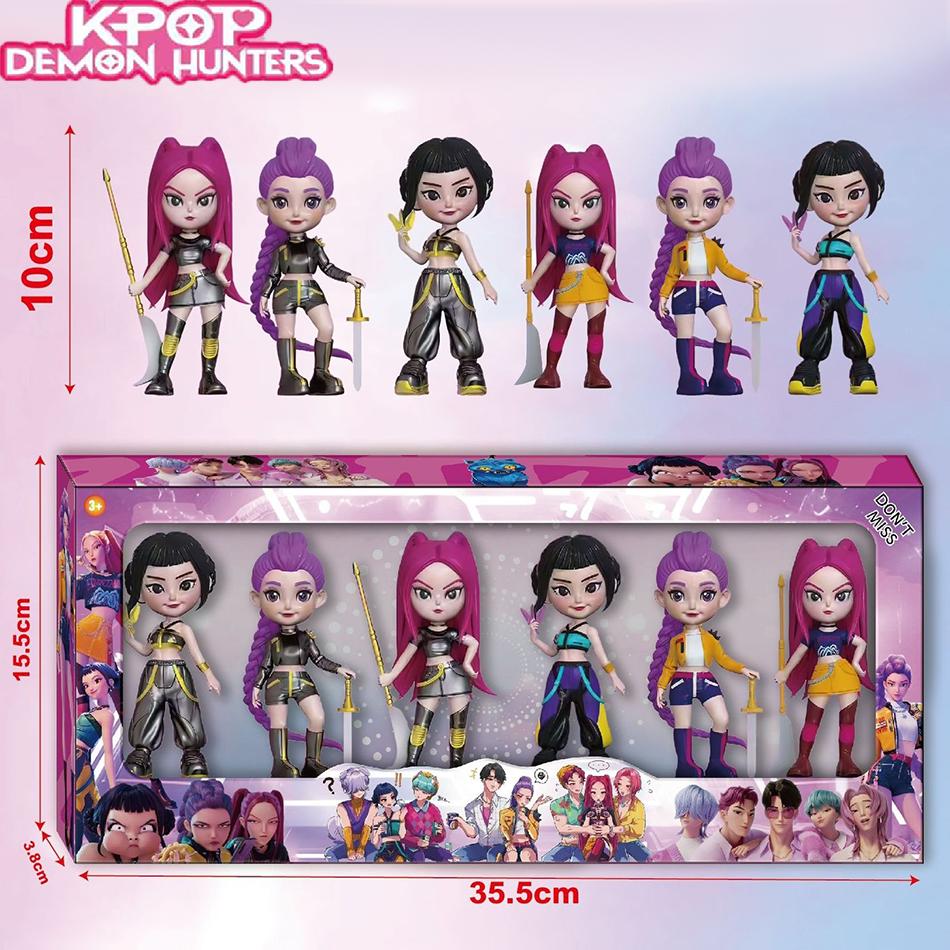 6pcs/Set Kpop Demon Hunters Action Figure Toy Rumi Mira Zoey Sussy Figurine Doll For Fans Gift Boxed