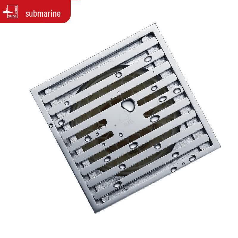 Submarine Square Copper Chrome Large Displacement Shower Floor Drain