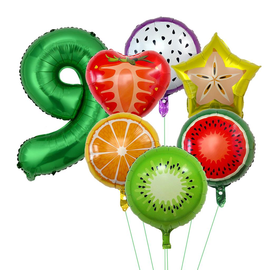 32-Inch Digital Summer Fruit Party Watermelon Strawberry Balloon Set Children'S Birthday Decorations