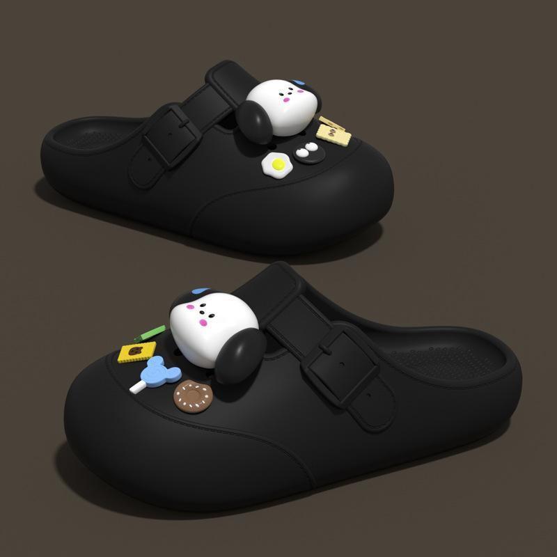 

Baotou hole shoes thick sole heightening outer wear women s summer cartoon slippers women s non-slip cute cool slippers 40-41 чёрный