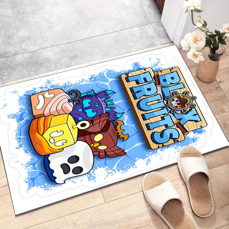 Tapis en Polyester Blox Fruit, Tapis d'Intérieur Doux pour Chaise de Bureau, Salon, Bureau d'Ordinateur - Design de Tapis Décoratif pour Bureau à Domicile