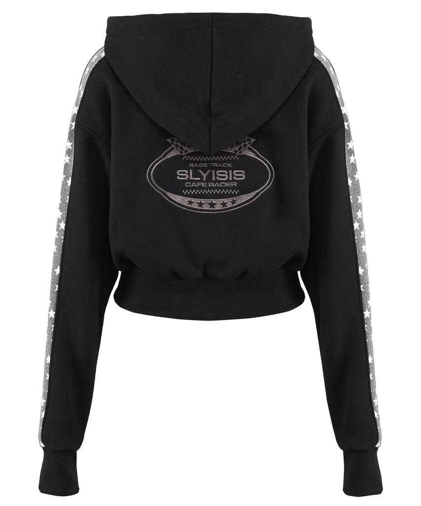 Slyisis Star Line Crop Hoodie Zip-Up (Black)