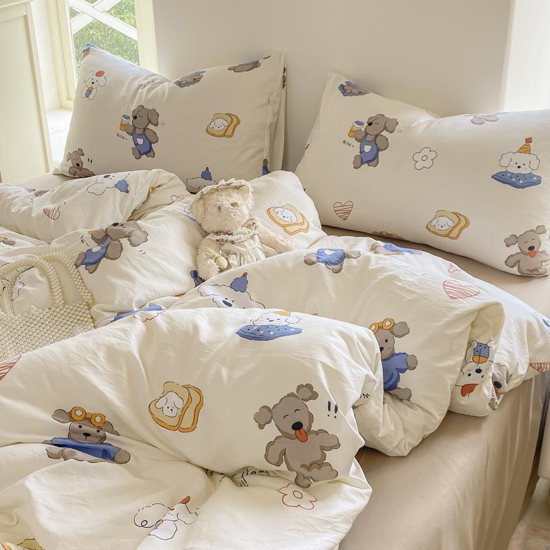 Class A Small Floral Cloud-like Cotton Bedding Set - Includes Duvet Cover, Sheet, Bed Skirt (3 pcs)