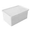 Laundry Powder Container Small Storage Bin Multipurpose Box for Home Laundry Room Organization Filp Lid White Short