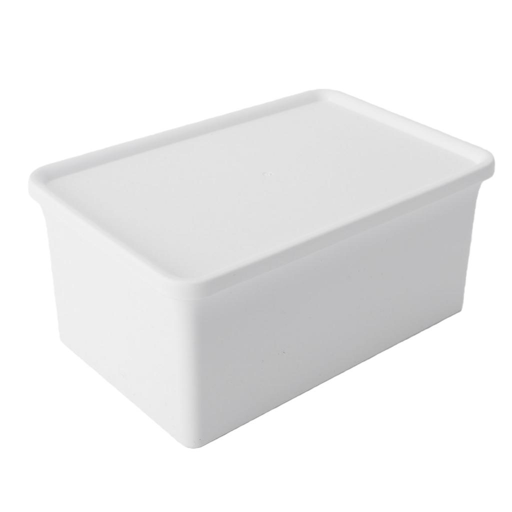 Laundry Powder Container Small Storage Bin Multipurpose Box for Home Laundry Room Organization Filp Lid White Short