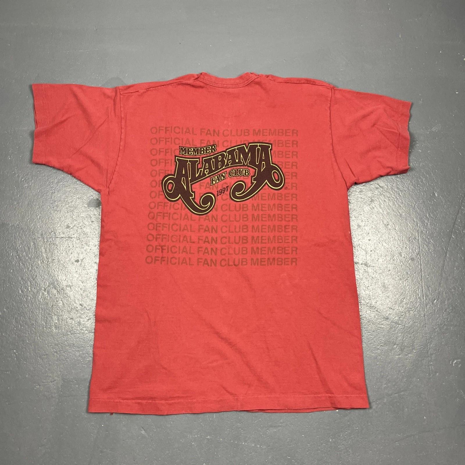 

Vintage Alabama Official Fan Club Member Single Stitch TShirt XL Dbl Sided Red S