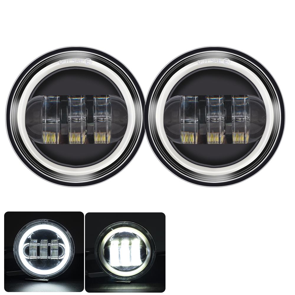 2pcs 4.5 Inch Motorcycle Led Fog Light DRL Led Fog Angel Eyes 30W Round Waterproof 4 1/2 Auxiliary Passing Lamp for Motorcycles