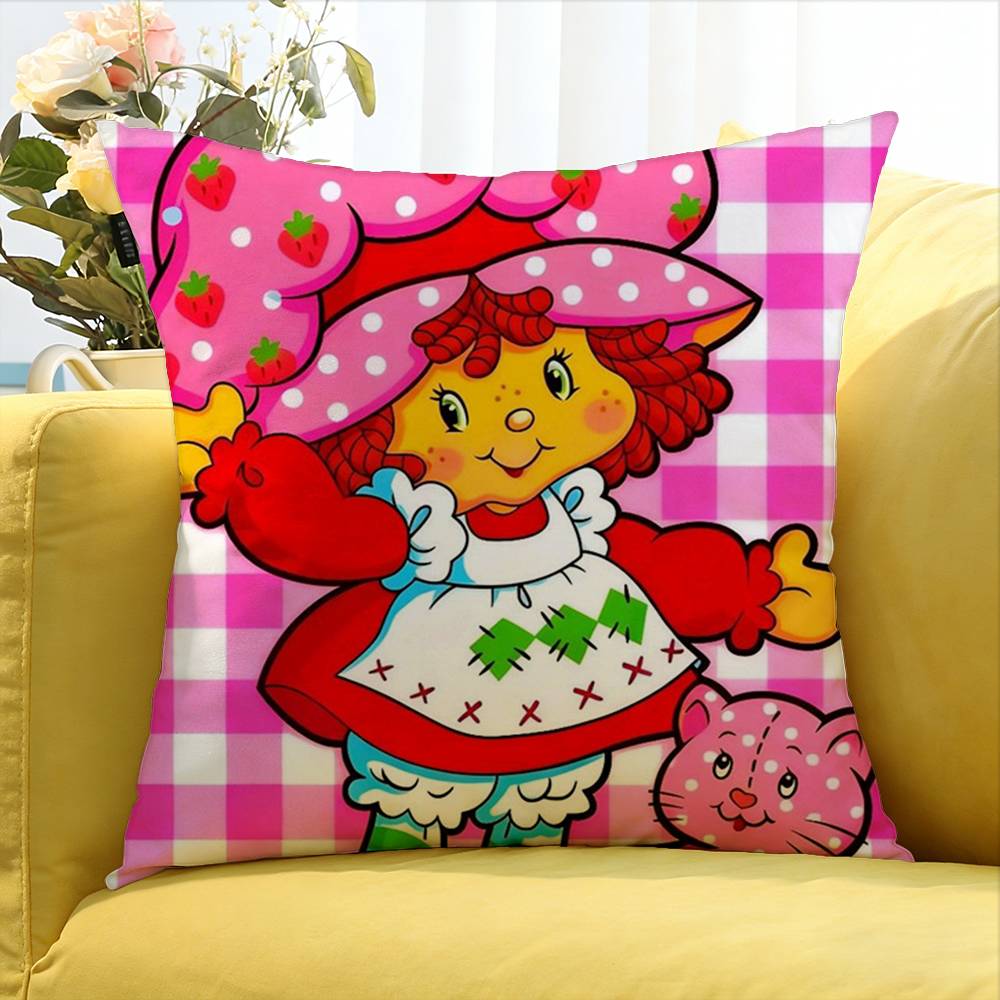 Cute S-Strawberry S-Shortcake-Girl Various Sizes Square Pillow Case For Car Home Bedchamber Decor