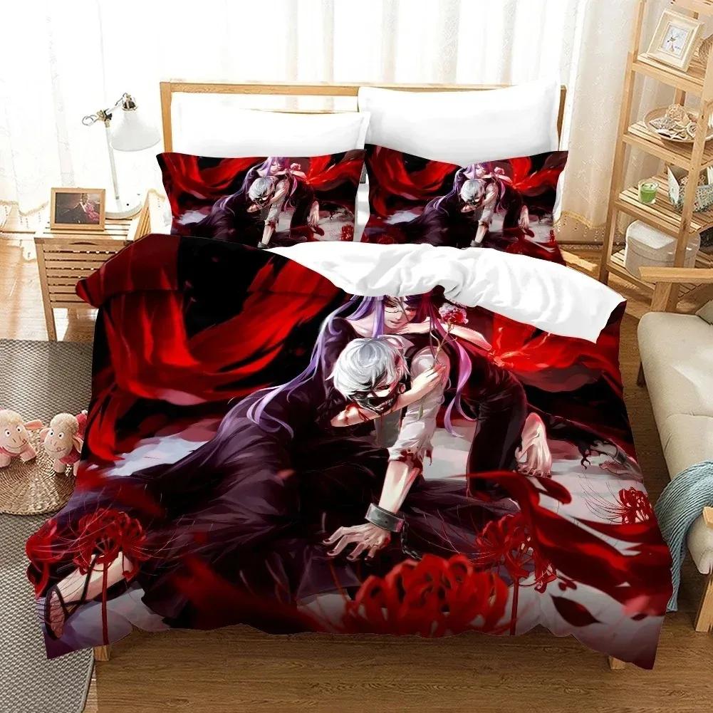 3D Printed Cartoons Tokyo Ghoul Kaneki Ken Bedding Set Duvet Cover Double Twin Full Queen King Adult Kids Bedclothes Quilt Cover