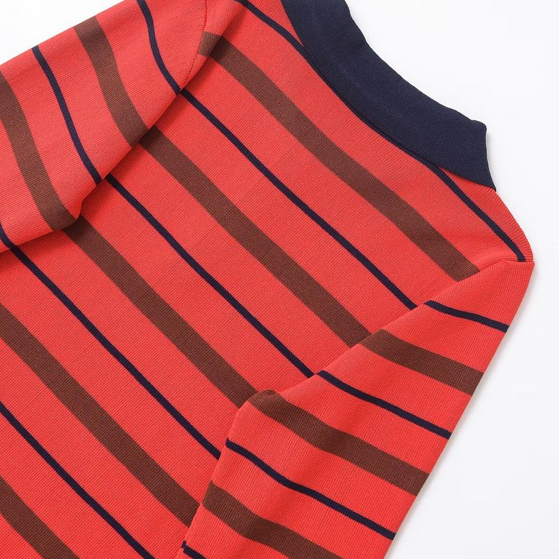 Kaslead New Women clothes Western Style Stripe Polo Shirt Collar Long sleeve Simple Knit 5536018