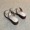 Retro One-word Slippers for Women's 2025 Summer New Mid-heel Outer Sandals Open-toed Thick-heeled Slippers Beach Shoes Women